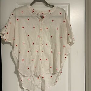 LOFT Ann Taylor Cotton Top with Red embroidery size small
